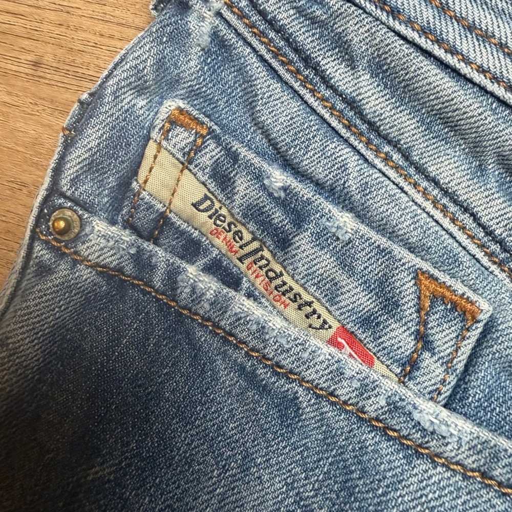Diesel Poiak Jeans Men 34x32 Blue Distressed Slim Straight Whiskered 008D5 Italy - Picture 9 of 16